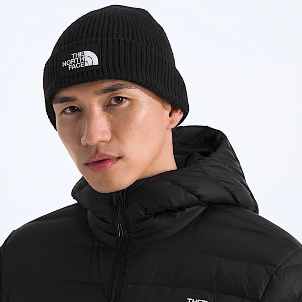 The North Face Beanie Winter Hat Logo Box Cuffed Black